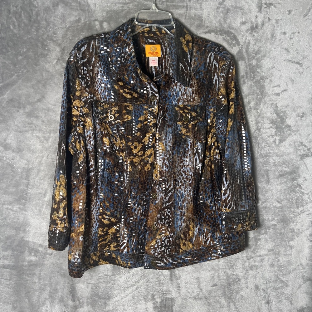 Ruby Rd. Blue And Brown Jean Jacket - image 3